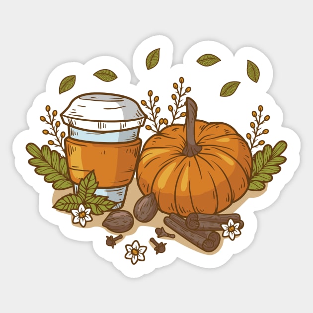 Fall Pumpkin Coffee Shirt, Fall Pumpkin T-Shirt, Thanksgiving Shirt, Fall Tshirt, Pumpkin Shirt, Coffee Pumpkin Shirt Sticker by GShow